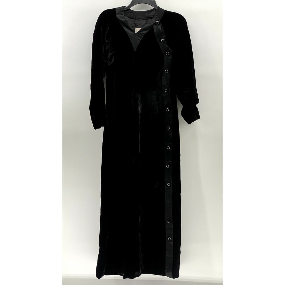VALENTINO BOUTIQUE Women's Vintage Rare Black Velvet Offset Button-Down Gown SZ6